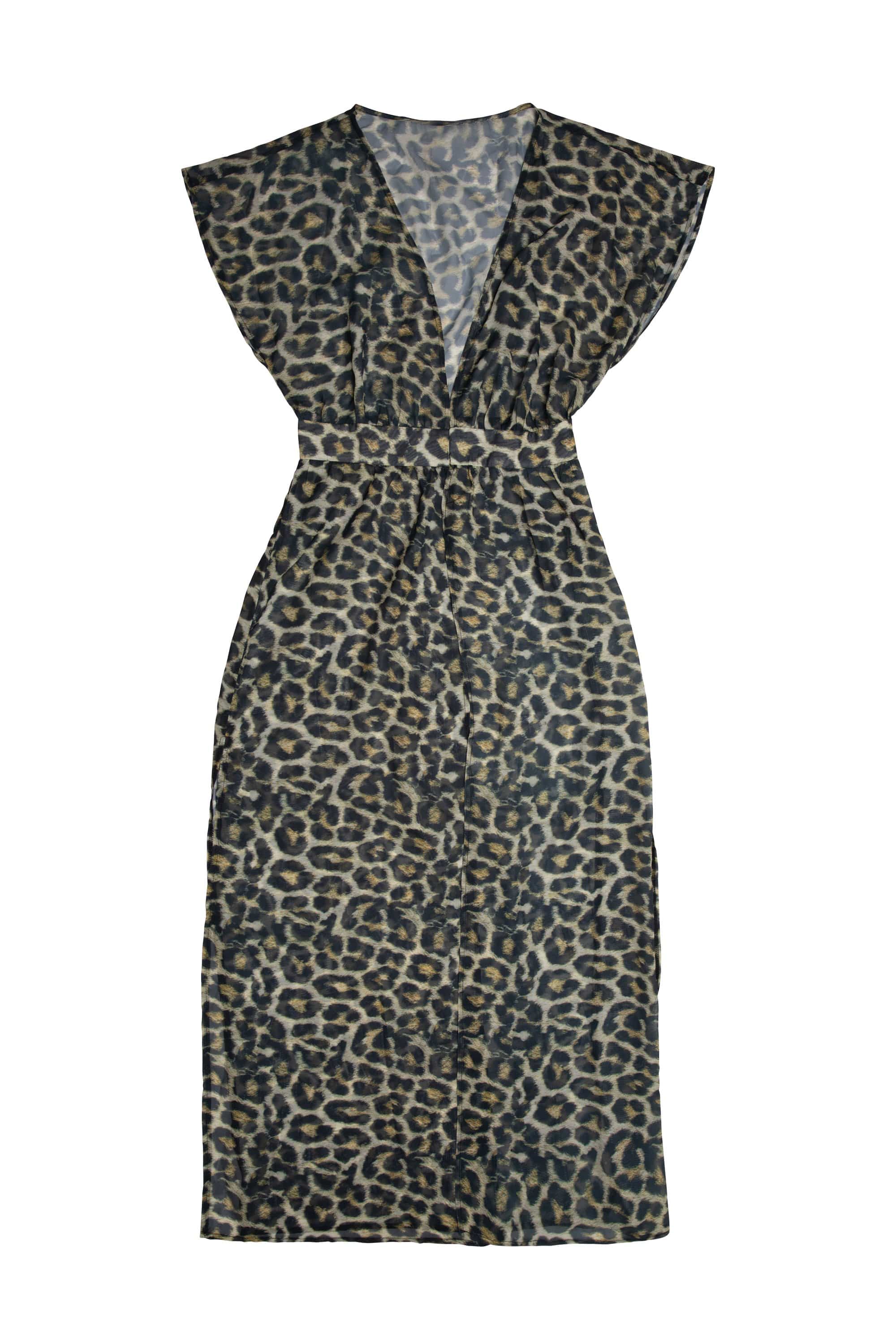 Leopard Print Maxi Cover up Beach Dress