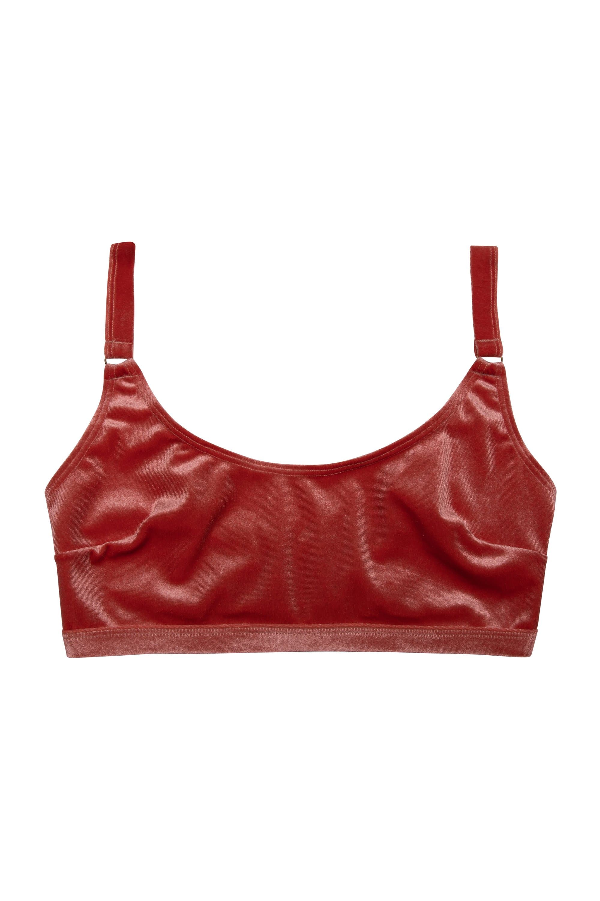 Lillian Peach Velvet Fuller Bust Crop Bikini Top