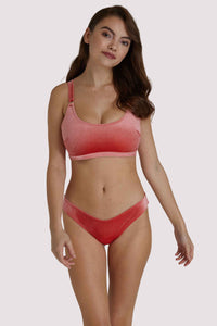 Lillian Peach Velvet Fuller Bust Crop Bikini Top