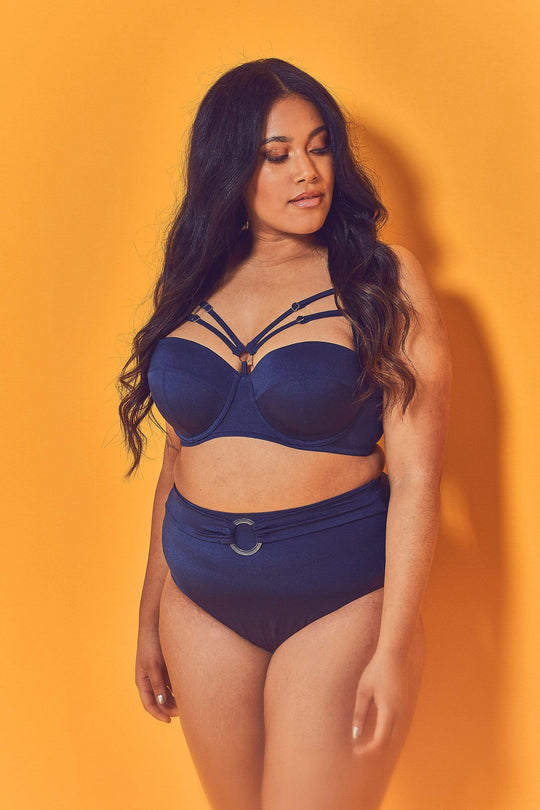 Navy Belted Bikini Brief Curve