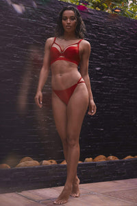 Red High Shine High Leg Brazilian
